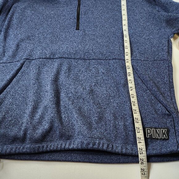 Victoria's Secret PINK Fleece Sweatshirt Heather Blue Pullover Quarter Zip Knit - Picture 8 of 8